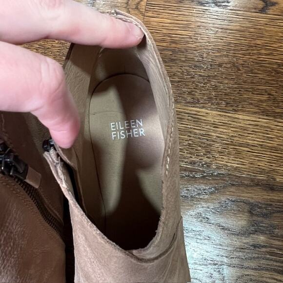 Eileen Fisher Melrose Ankle Boots Womens 8 Tan Earth Nubuck Leather Block Heel - Picture 7 of 9